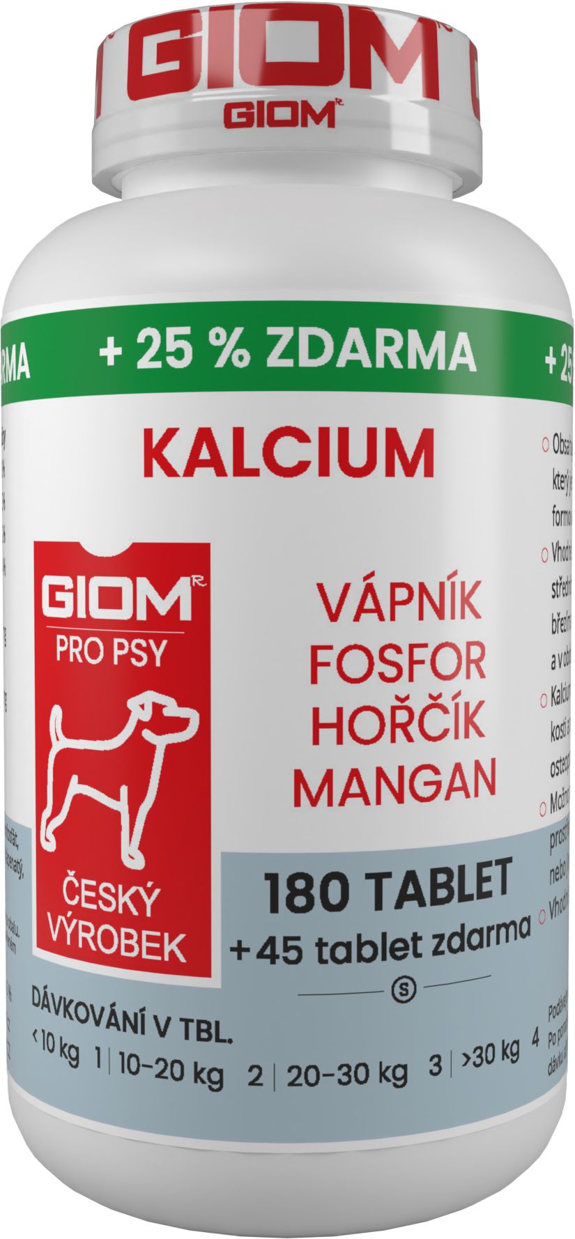 Giom S pes Kalcium 180 tbl+25% zdarma
