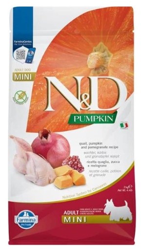 N&D PUMPKIN Dog GF Quail & Pomegranate Adult Mini 2 kg