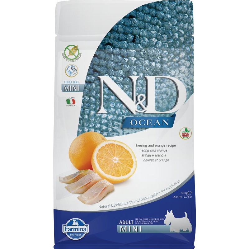 N&D OCEAN DOG Adult Mini Herring & Orange 800g