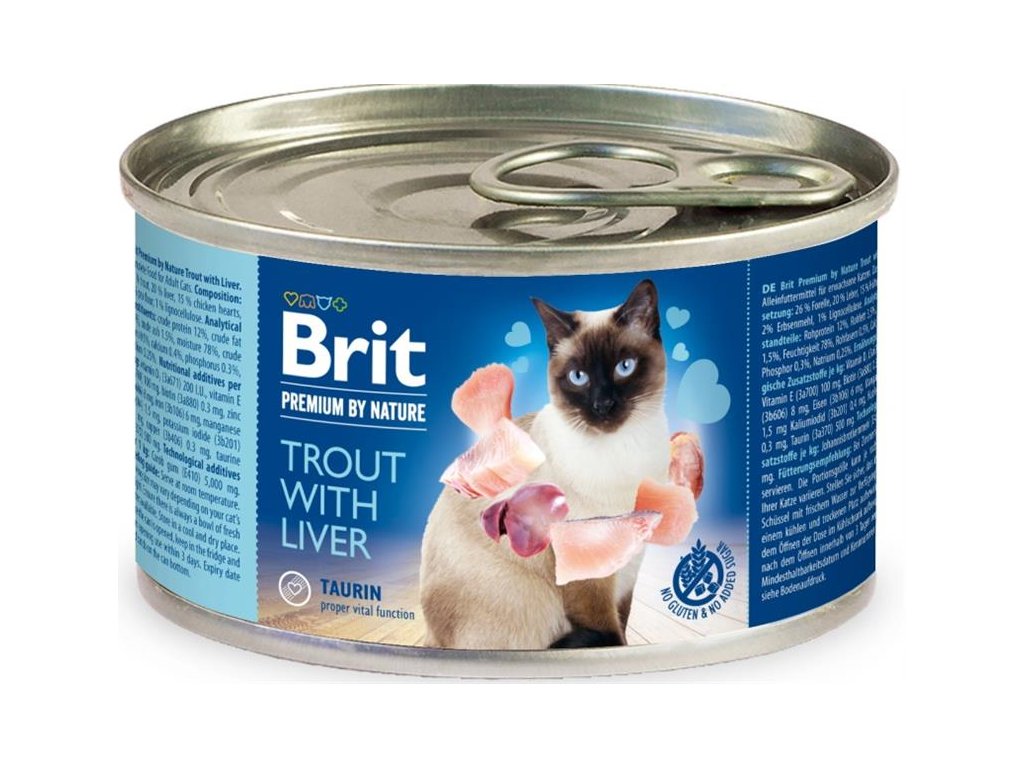 Brit Premium Cat by Nature konzerva Trout&Liver 200g