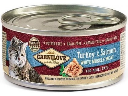 7746 carnilove wmm turkey salmon for adult cats 100g