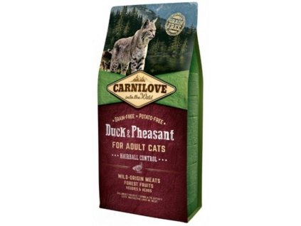 3792 carnilove cat duck pheasant for adult cats hairball control 6kg