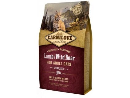 3780 carnilove cat lamb wild boar for adult cats sterilised 2kg