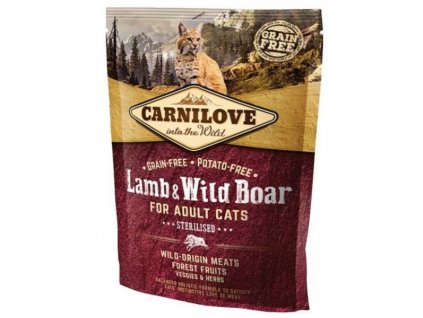 3762 carnilove cat lamb wild boar for adult cats sterilised 400g