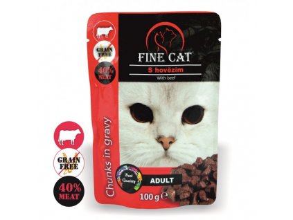 Fine Cat kapsička Grain-Free Adult hovězí v omáčce
