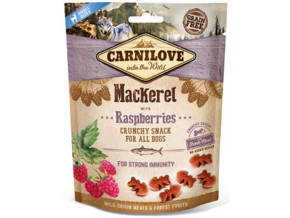 5247 carnilove dog crunchy snack mackerel raspberries 200g