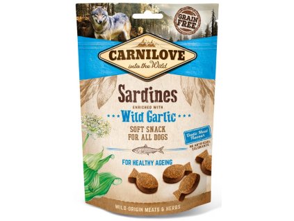5250 carnilove dog semi moist snack sardines wild garlic 200g