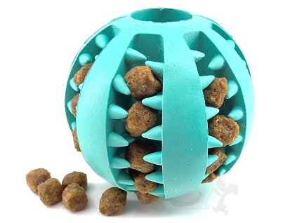 dentální mátový míček na pamlsky tyrkysový 5cm