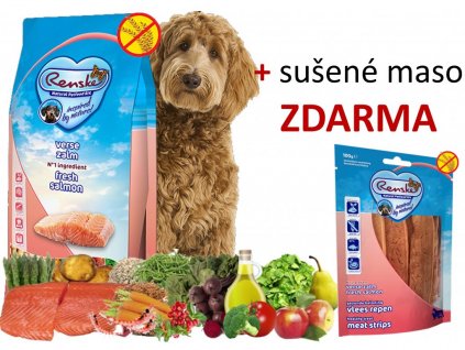 RENSKE HOLISTIC DOG ADULT LOSOS 12kg  + SUŠENÉ MASO bez GLYCERINU 100G DÁREK ZDARMA