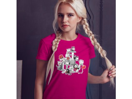 Hororové kočky mockup dámské tričko purpurové