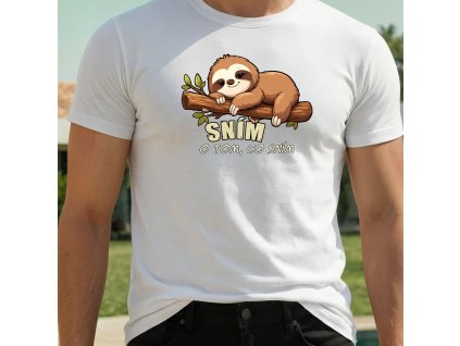 lenochod sním o tom co sním bílý mockup pánský