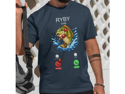 ryby volají mockup pánský námořní modrá