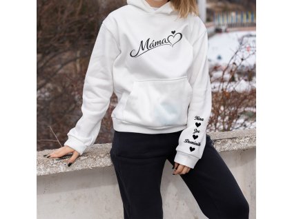 Máma - Dámská mikina se jmény dětí na rukávu