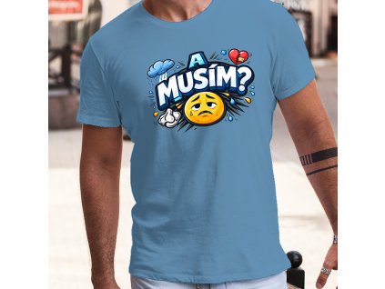 a musím mockup pánský azurově modrá