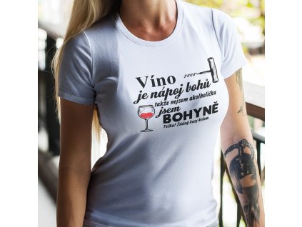 Víno je nápoj bohů mockup bílá