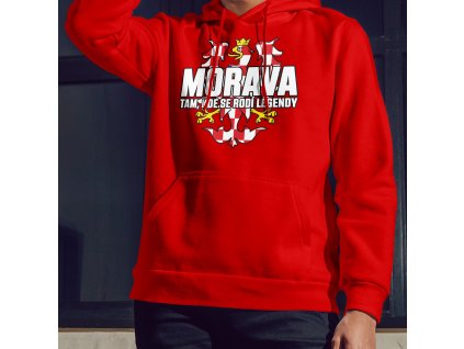 Morava tam, kde se rodí legendy mockup pánská mikina kopie červená