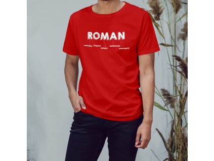 Roman jméno s vlsatnostmi kopie červený