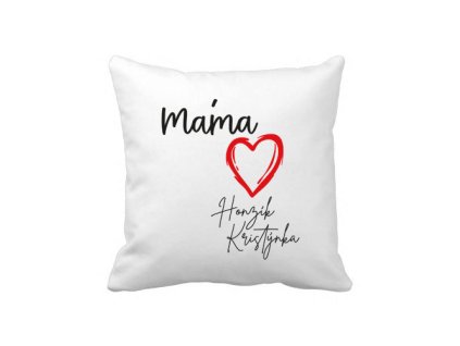 Máma srdce jména dětí polštář bílý kopie
