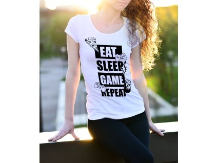 eat sleep game repeat dámský mockup bílý