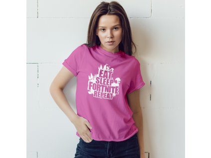 Eat, sleep, fortnite, repeat Dámský mockup růžová