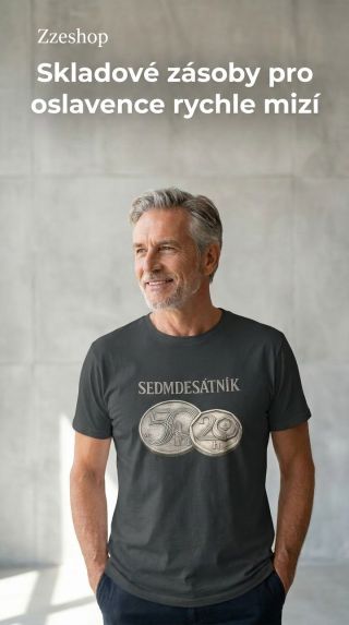 Perfektní dárek k 70. narozeninám, který nezklame. Stylové a vtipné tričko pro každého novopečeného sedmdesátníka.