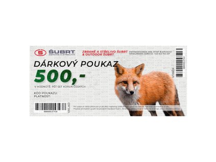 Dárkový poukaz 500 kč zbraně šubrt