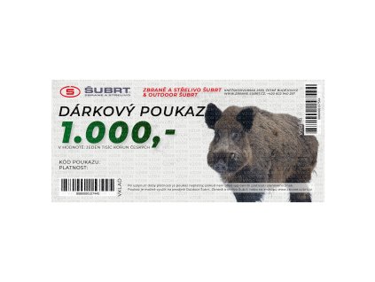 Dárkový poukaz 1000 kč zbraně šubrt