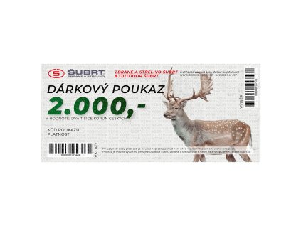 Dárkový poukaz 2000 kč zbraně šubrt