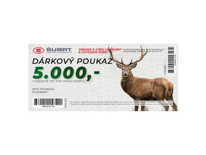 Dárkový poukaz 5000 Kč zbraně šubrt