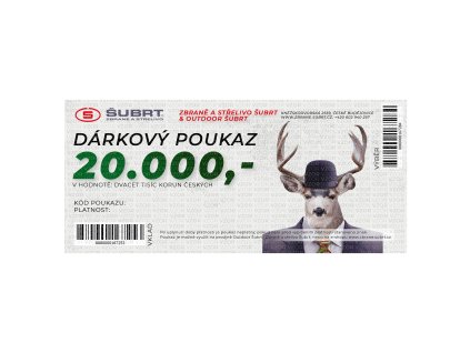 Dárkový poukaz 20000kč zbraně šubrt vlastní fotka