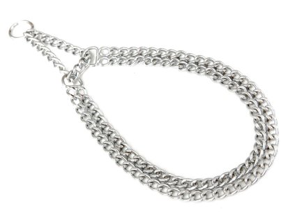 Obojek řetízkový polostahovací dvouřadý chrom 65cm