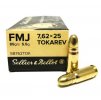 střelivo 7,62x25 Tokarev SB FMJ Celoplášť 5,5g (85gr)
